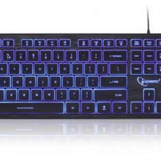 Tastatura cu fir Gembrid KB-UML3-01 iluminata, 3 culori, conexiune USB, Negru