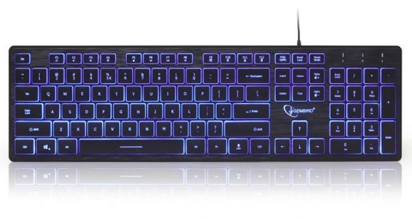 Tastatura cu fir Gembrid KB-UML3-01 iluminata, 3 culori, conexiune USB, Negru