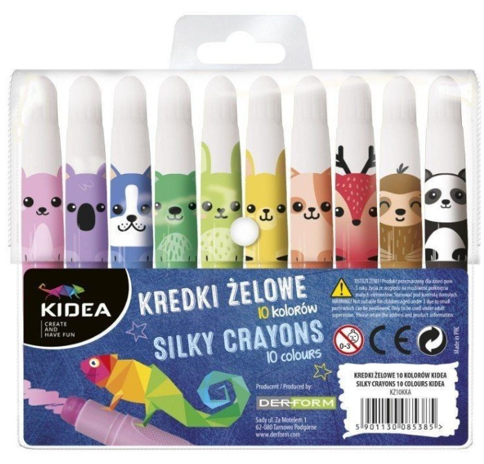 Set 10 creioane dragute pentru copii, Kidea, multicolore