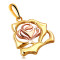 Pandantiv din aur combinat 14K - trandafir inflorit lucios