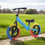 Bicicleta fara pedale albastra, roti 12 inch spuma EVA, reglabila, maxim 35 kg