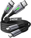 Cablu USB-C INIU 240W, 2-Pack 1m, Incarcare Rapida PD, Nailon Impletit, pentru iPhone 16, Samsung S25, MacBook