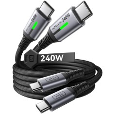 Cablu USB-C INIU 240W, 2-Pack 1m, Incarcare Rapida PD, Nailon Impletit, pentru iPhone 16, Samsung S25, MacBook