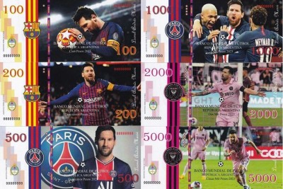!!! ARGENTINA - FANTASY NOTES - MESSI , COMPLET SET , 6 BUC. - 2023 - UNC foto