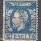 ROMANIA1872 LP 36 REGELE CAROL I CU BARBA 10 BANI ALBASTRU DANTELAT POINCON GUMA ORIGINALA SARNIERA PLIU VERSO