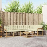 Set canapele exterior vidaXL lemn acacia textilene alb crem perne rezistente terasa gradina mobilier modulare