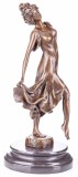 Dansatoare Art Nouveau-statueta din bronz pe soclu din marmura PAB012