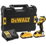 Masina compacta de insurubat cu impact pe acumulator DeWalt DCF809L2T, 18 V, 3200 RPM, 170 Nm, 2 acumulatori, incarcator