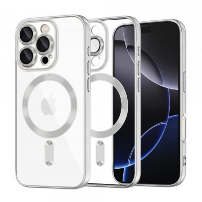 Husa MagSafe pentru Apple iPhone 16 Pro Max, Techsuit, Luxury Crystal, Argintie foto