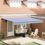 vidaXL Marchiză manuală retractabilă albă și albastră 450x300 cm