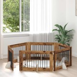 vidaXL Poartă pentru c&acirc;ini cu suporturi 6 pcs Lemn vechi 100 x 60 cm 892125