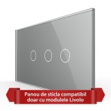 Cumpara ieftin Panou &icirc;ntrerupator touch Livolo din sticla gri, standard italian, 4M