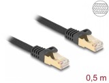 Cablu de retea RJ45 Cat.6A S/FTP 0.5m brodat Negru, Delock 80316