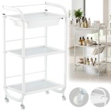 Ajutor cosmetic de coafură pentru salon 1027W dulap universal cărucior masă pe roți cu trei rafturi de sticlă și un sertar