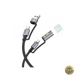 Cablu Date si Incarcare USB-C / USB-A - USB-C / Led HOCO U138 60W 1.2m Negru