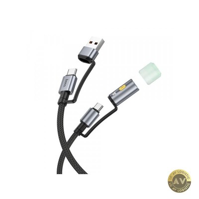 Cablu Date si Incarcare USB-C / USB-A - USB-C / Led HOCO U138 60W 1.2m Negru foto