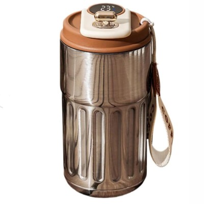 Cana termos Pufo Luxury cu indicator LED de temperatura, 400 ml, argintiu/maro foto
