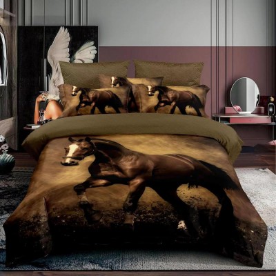 Lenjerie pat single 3D, bumbac finet,3 piese, cearceaf pat clasic 160cm x 230cm, cearceaf pilota 150cm x 220cm, 1 fata perna 50 x 70-F1P45 foto