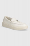 Karl Lagerfeld mocasini de piele FLINT II barbati, culoarea alb, KL53314