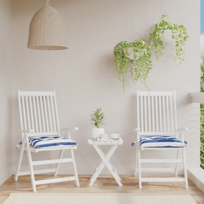 vidaXL Perne de scaun, 2 buc., albastru&amp;amp;alb, 50x50x7 cm, textil oxford foto