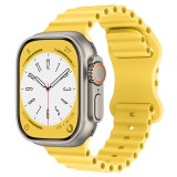 Cumpara ieftin Curea compatibila Apple Watch, pentru Ultra, Ultra 2, SE, 9/8/7/6/5/4/3/2/1 - 42/44/45/49MM, Silicon Moale, Ocean Band, LUVLU&trade;, Galben