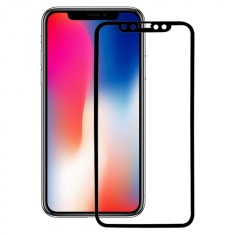 Folie de sticla FULL GLUE pentru Apple iPhone X, GloMax 3D Negru ,lipici pe toata suprafata