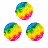 Cumpara ieftin Set 3 mingi antistres multicolor 6 cm, jucarii senzoriale din poliuretan moale, modele saltarete pentru distractie, relaxare, stimulare tactila si ant