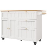 Insulă de bucătărie cu blat rabatabil, Alb | Aosom Romania