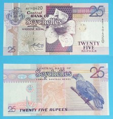 Seychelles 25 Rupees 1998 &amp;#039;Porumbel Albastru&amp;#039; UNC serie: AD740420 p#37 foto