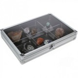 Vitrina aluminiu pentru pietre fosile roci miniaturi 5615 - 6 de 87 x 90mm