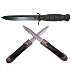 Set trei cutite tactice IdeallStore®, Survival Time, militar si vanatoare, otel inoxidabil, 29 cm, multicolor