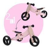 Bicicleta/tricicleta fara pedale, Free2Move, Din lemn, 2 in 1, Functie de bicicleta echilibru, Scaun reglabil, Roti ajustabile, Manere antiderapante,