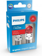 SET 2 BECURI AUXILIARE CU LED 12V P21 5W ULTINON PRO6000SI RED PHILIPS foto