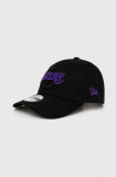 New Era șapcă de baseball din bumbac culoarea negru, cu imprimeu, LOS ANGELES LAKERS