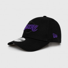 New Era șapcă de baseball din bumbac culoarea negru, cu imprimeu, LOS ANGELES LAKERS