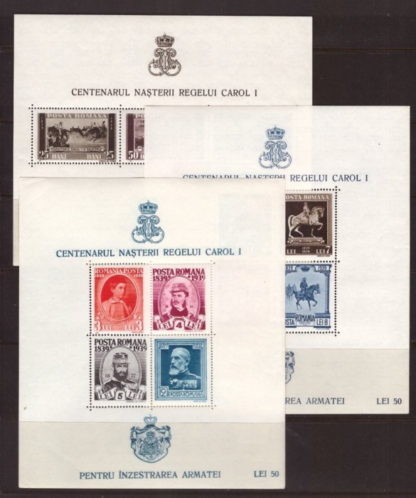1939 - Centenarul nașterii Regelui Carol I set colite neuzate