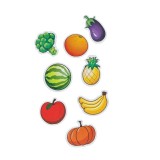 Set fructe si legume din carton, magnetice, 27 buc, 5.5 x 5.5 cm, +3 ani
