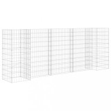 Jardiniera gabion in forma de H, 260 x 40 x 100 cm, sarma otel