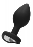 Plug anal negru cu diamant negru 8 cm