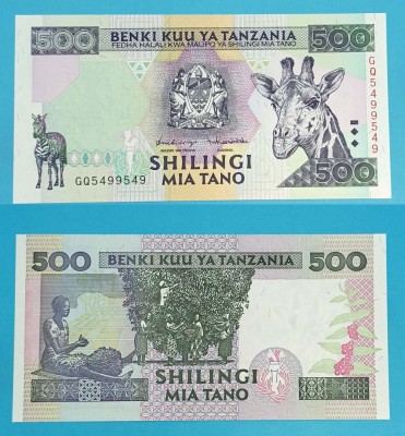 Tanzania 500 Shillings 1997 &amp;#039;Girafa&amp;#039; UNC serie: GQ5499549 p#30 foto