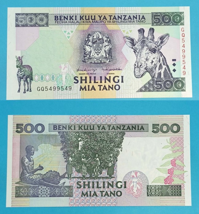 Tanzania 500 Shillings 1997 &#039;Girafa&#039; UNC serie: GQ5499549 p#30