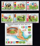 ROMANIA 1986 LP 1157 LP 1158 TURNEUL FINAL C.M. FOTBAL MEXIC 1986 SERIE+COLITA NEDANTELATA STARE MNH