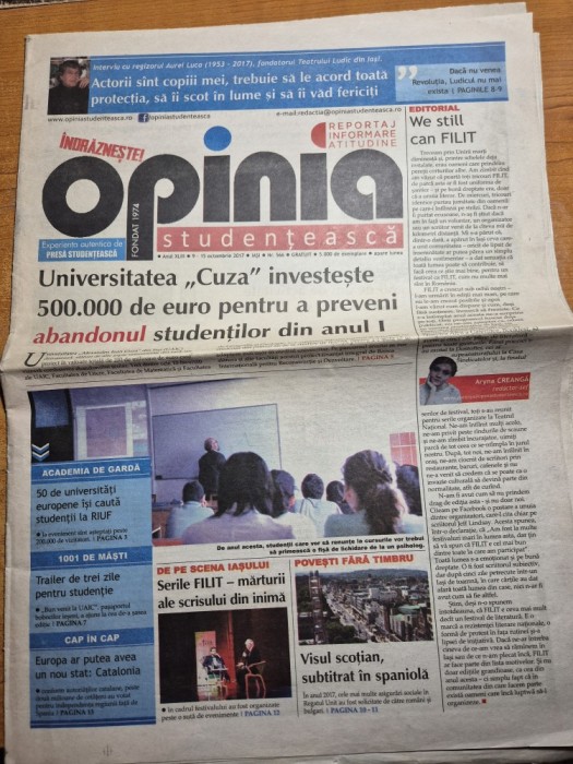 ziarul opinia studenteasca 15 octombrie 2017
