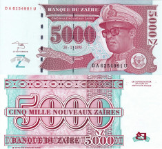 ZAIR 5.000 nouveaux zaires 1995 UNC!!! foto