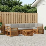 vidaXL Set de canapele de exterior 8 pcs Natural și gri deschis 3384147