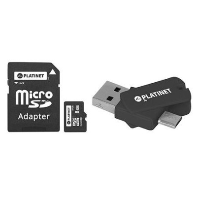 MICRO SD CARD 8GB ADAPTOR SD+USB+MICRO PLATINET foto