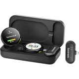 Microfon wireless Saramonic&nbsp; BlinkMe U2, 1x Receiver, 2x Microfon, Autonomie microfon 8h, Raza de actiune 100m, Noise canceling, Touchscreen, Negru