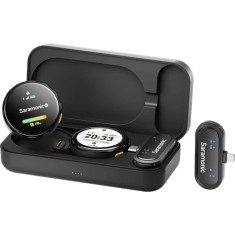 Microfon wireless Saramonic&nbsp; BlinkMe U2, 1x Receiver, 2x Microfon, Autonomie microfon 8h, Raza de actiune 100m, Noise canceling, Touchscreen, Negru