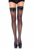 Ciorapi Cu Dantela Si Fundite Satin, Negru, Marime Universala, Leg Avenue