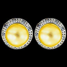 Cercei din Argint 925 cu Perle Naturale si Diamante, Cristina Classic Gold foto